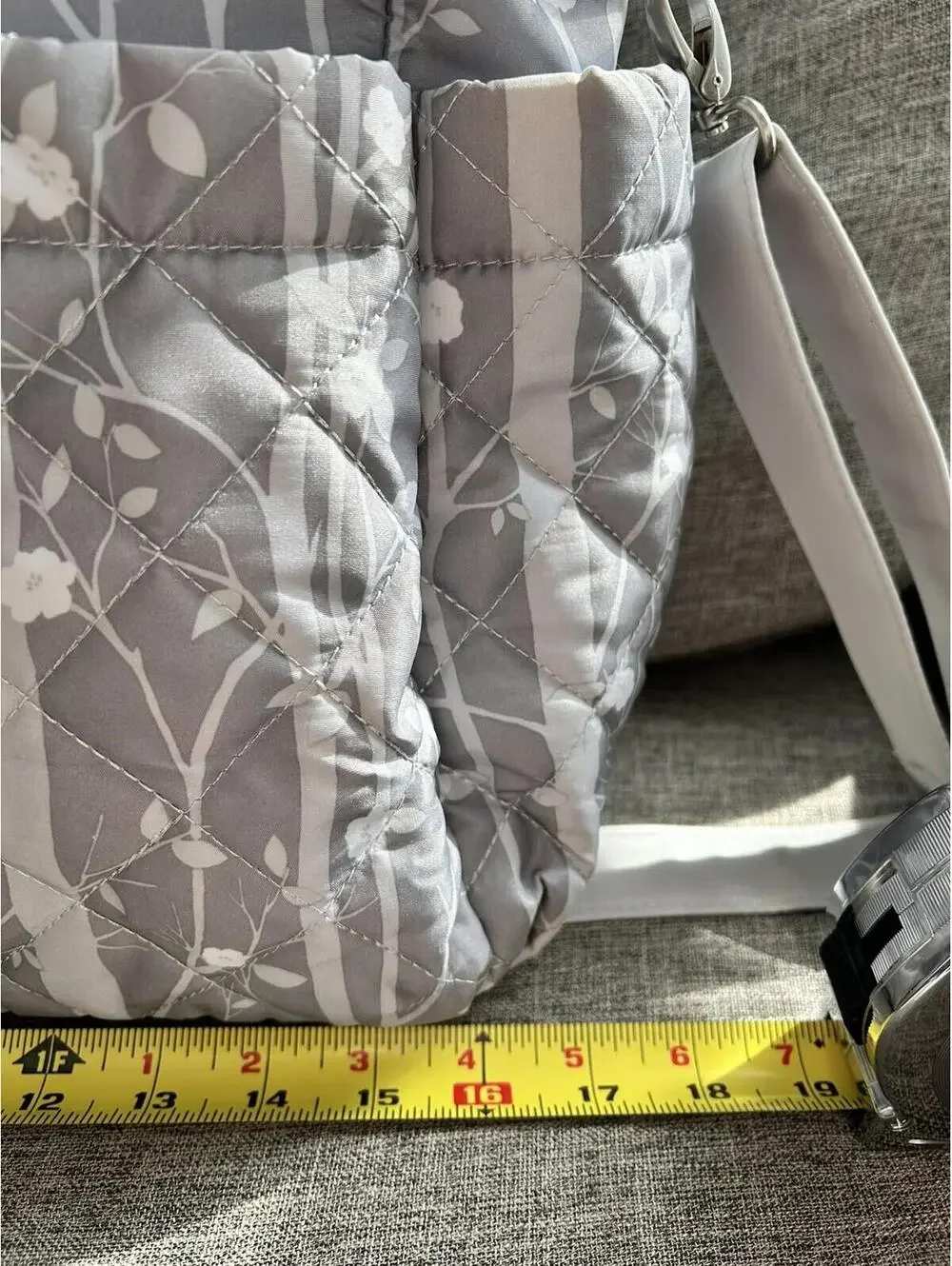 Laura Ashley Baby Gray Floral Diaper Bag Tote Changing Pad Pockets
